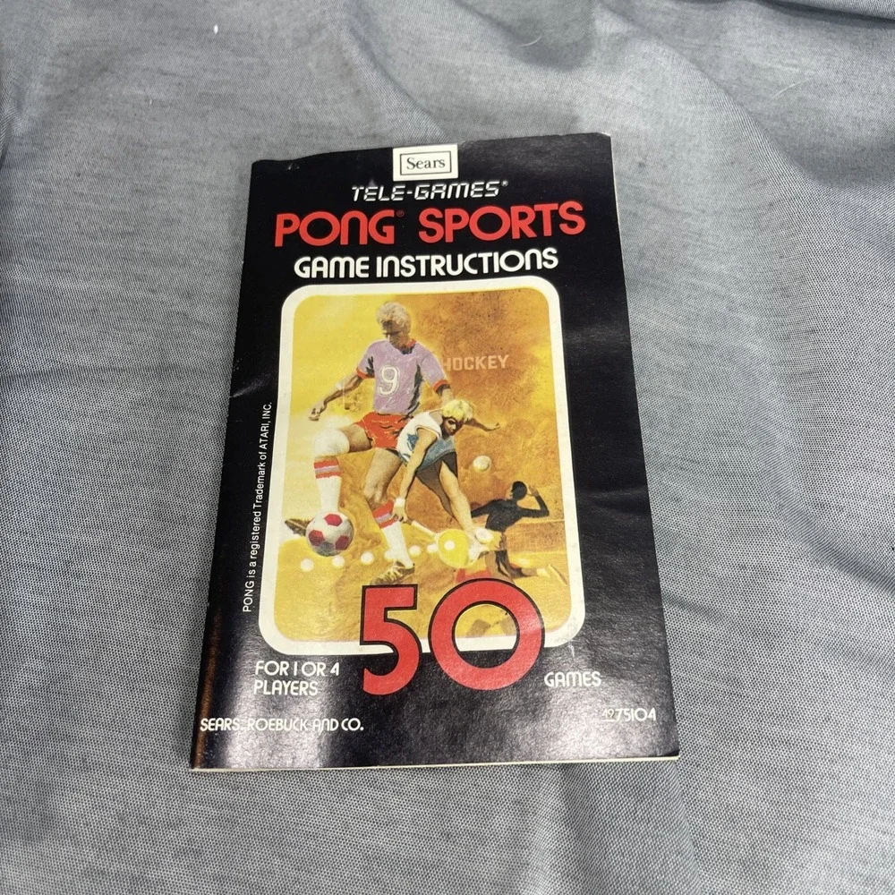 Pong Sports Atari 2600 Sears Telegames Video Game with Box and Manual 1977